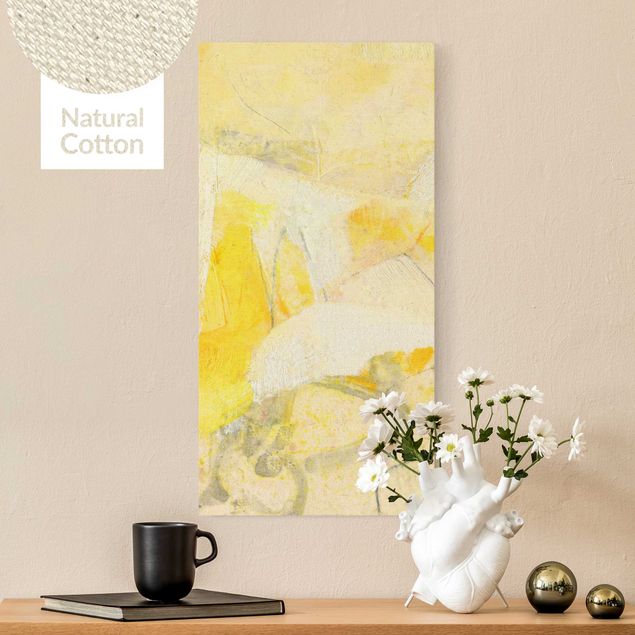 Natural canvas print - Snow-Capped Mountains In Sunlight - Portrait format 1:2