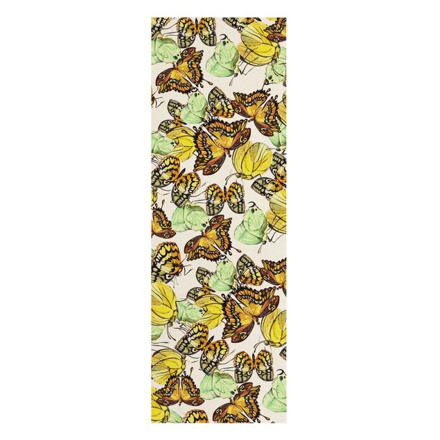 Natural canvas print - Swarm Of Yellow Butterflies - Portrait format 1:3