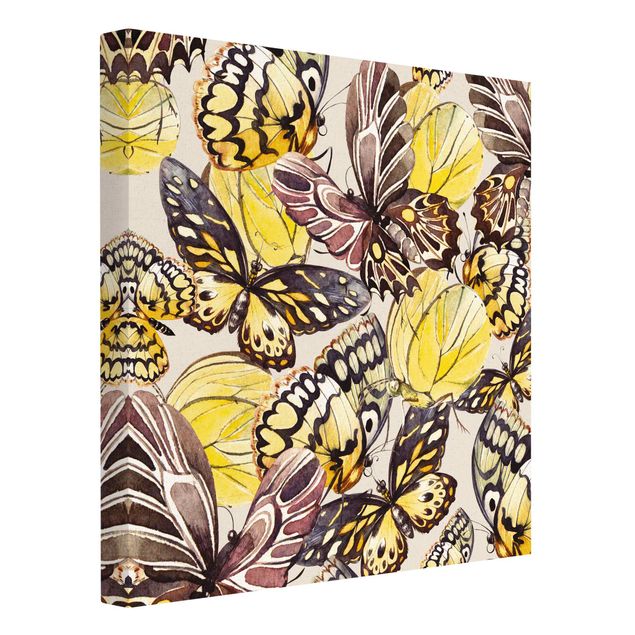 Natural canvas print - Swarm Of Butterflies Brimstone Butterfly - Square 1:1