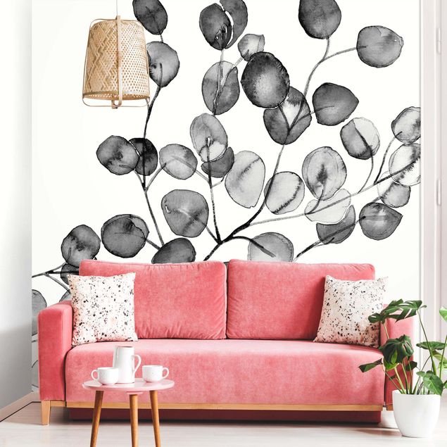 Wallpaper - Black And White Eucalyptus Twig Watercolour