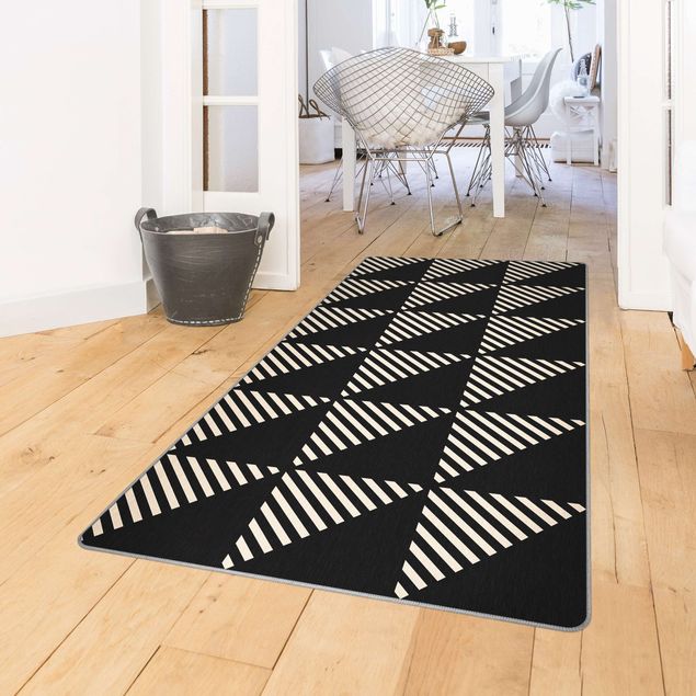 Large rugs Black Triangles and Stripes on Beige