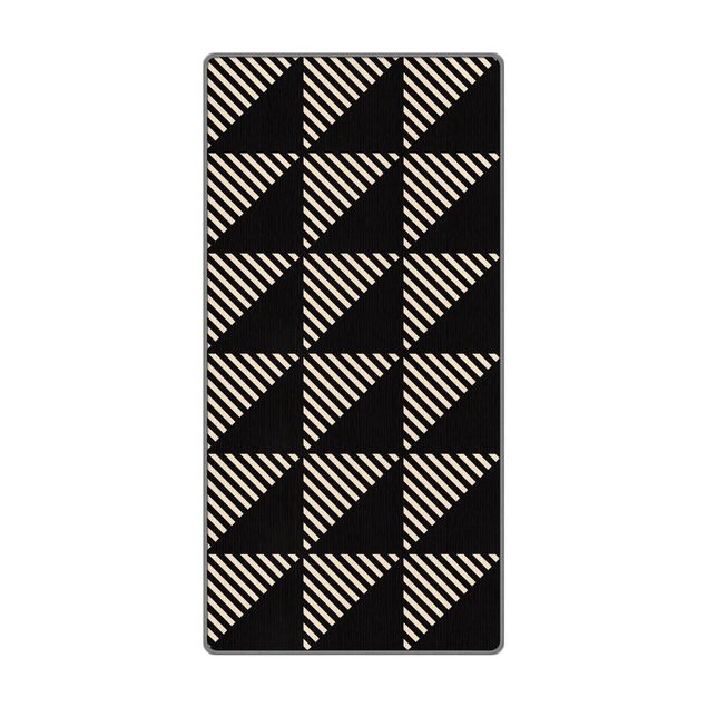 Rug - Black Triangles and Stripes on Beige