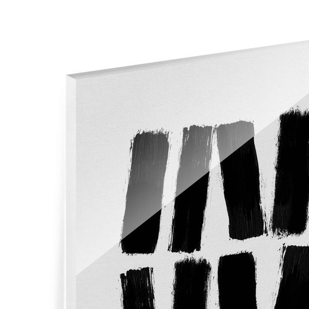 Glass print - Black Paint Brush Strokes