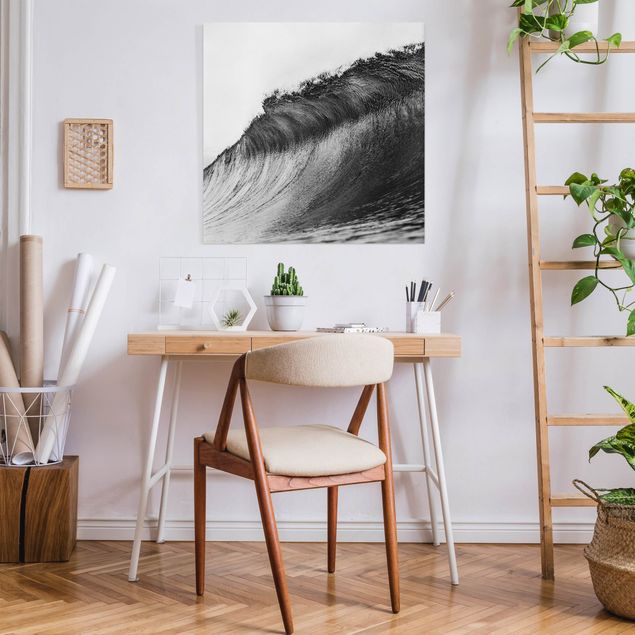 Canvas print - Black Breaking Waves - Square 1:1