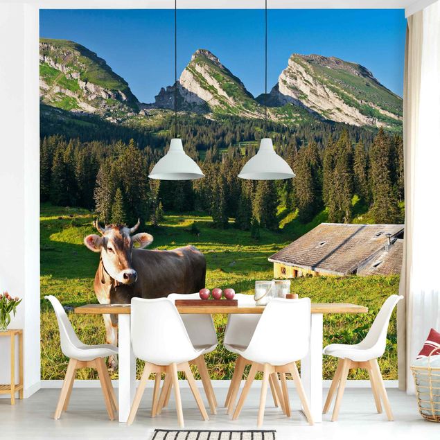 Wallpapers Swiss Alpine Meadow With Cow