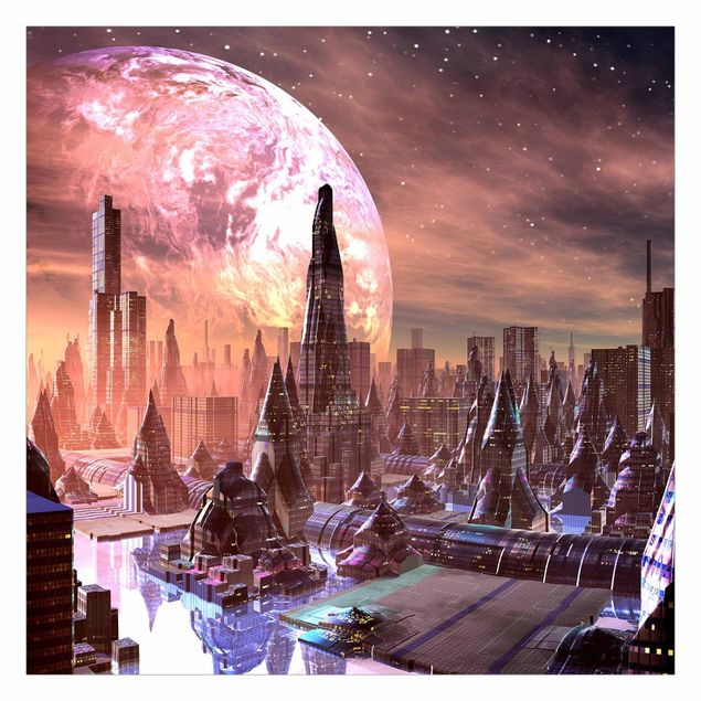 Wallpaper - Sci-Fi City With Planets