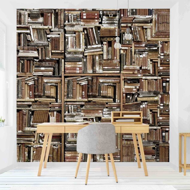 Wallpapers Shabby Wall Of Books