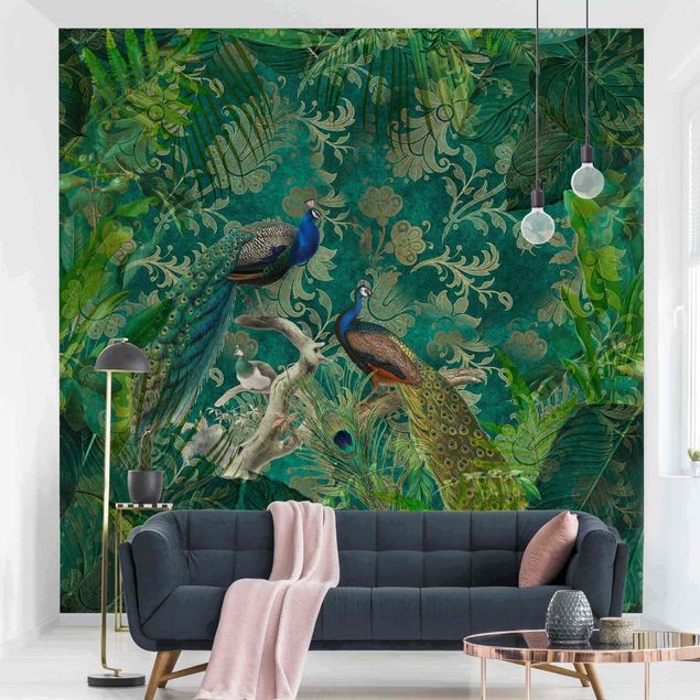 Wallpaper - Shabby Chic Collage - Noble Peacock II