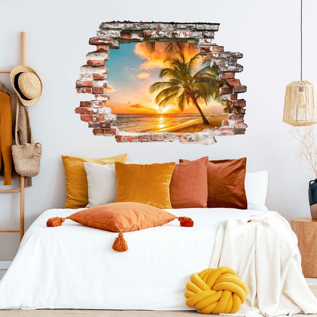 Wall stickers 3d sunrise on the beach