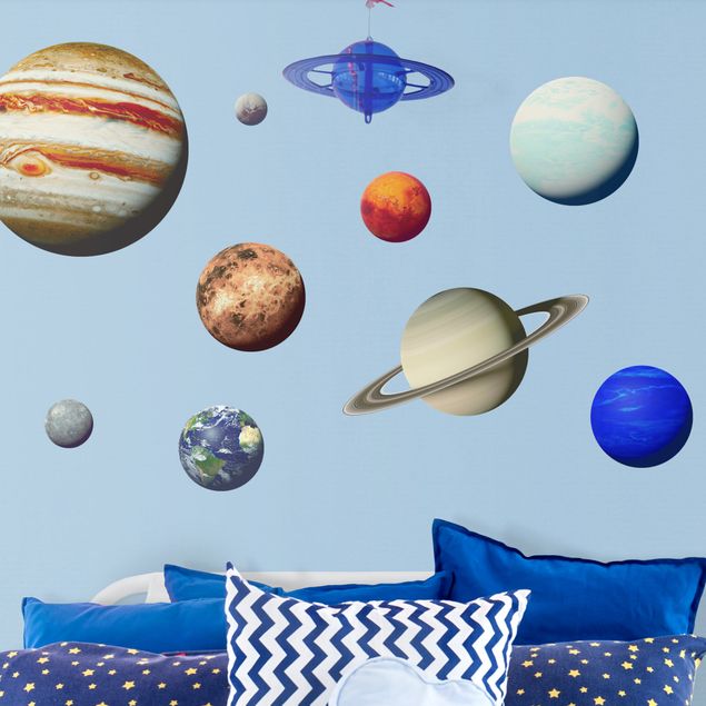 Cityscape wall stickers Solar system with planet