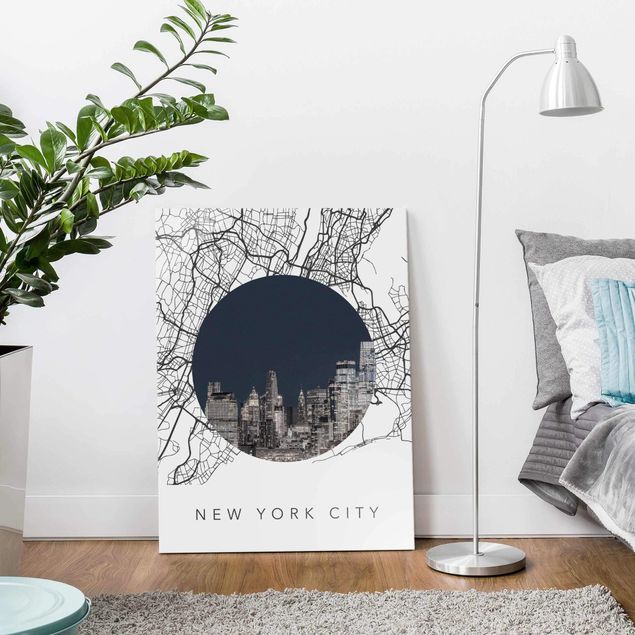 Glass print - Map Collage New York City