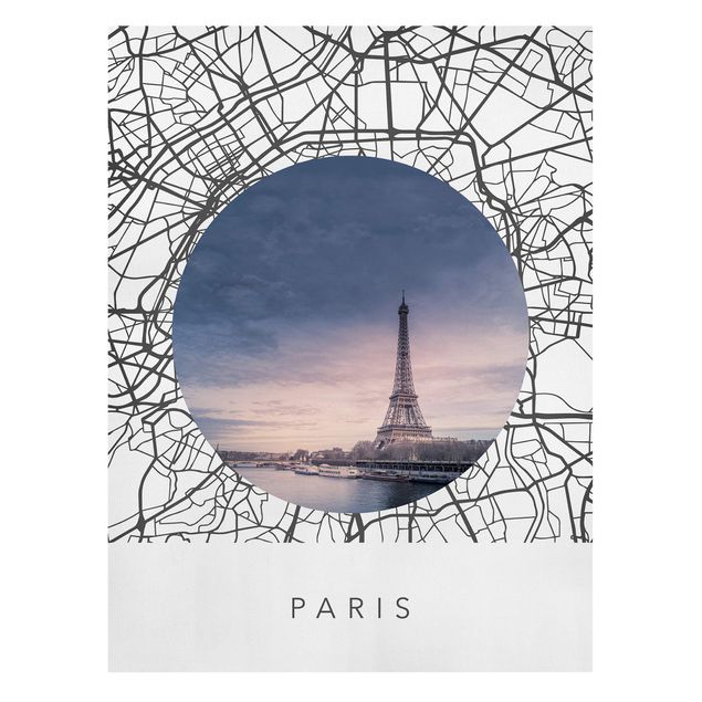 Canvas print - Map Collage Paris