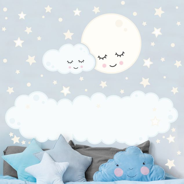 Wall sticker - Star moon cloud with sleeping eyes