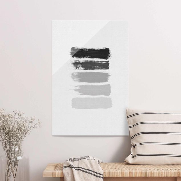 Glas Magnettafel Stripes in Black And Grey