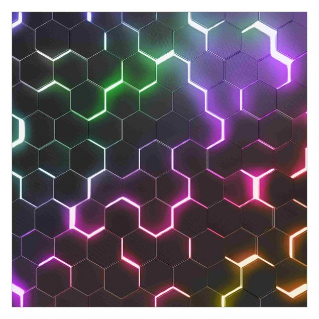 Wallpaper - Hexagonal Pattern With Neon Light