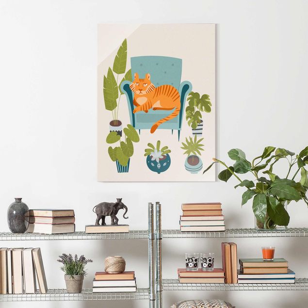 Glass print - Domestic Mini Tiger Illustration