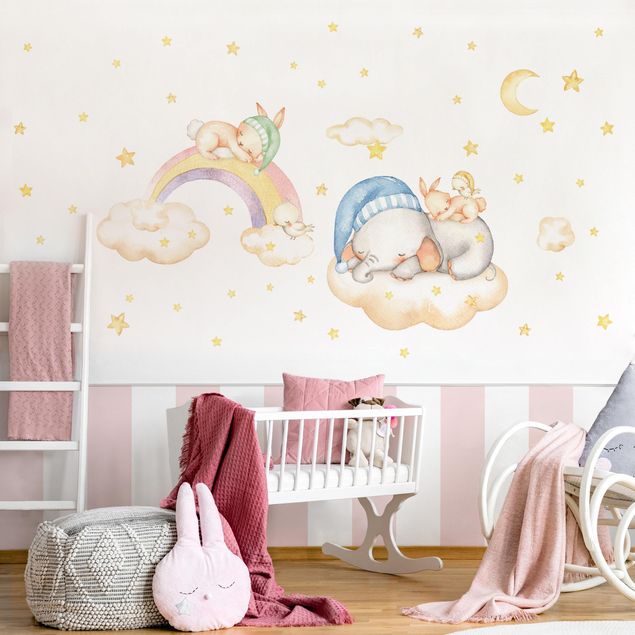 Animal print wall stickers Sweet Dreams Clouds Stars Set