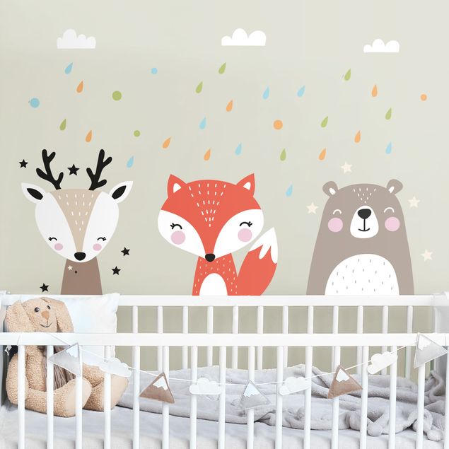 Stag head wall sticker Sweet forest animals