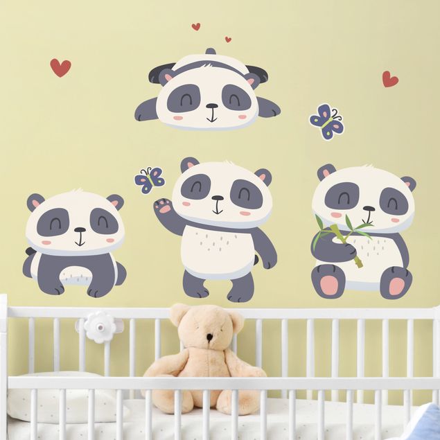 Autocolantes de parede pandas Sweet pandaic set