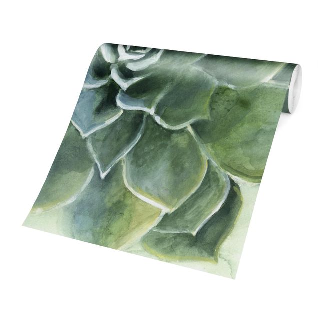 Wallpaper - Succulent Plant Watercolour Dark