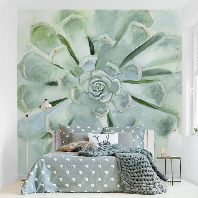 Wallpaper - Succulent Plant Watercolour Light Coloured