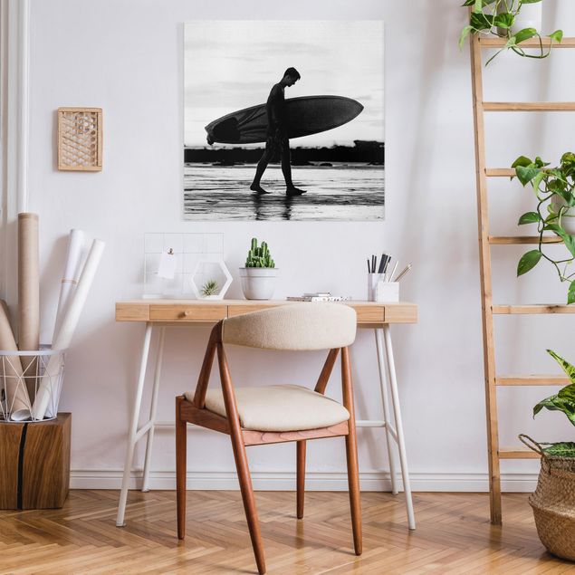 Canvas print - Shadow Surfer Boy In Profile - Square 1:1