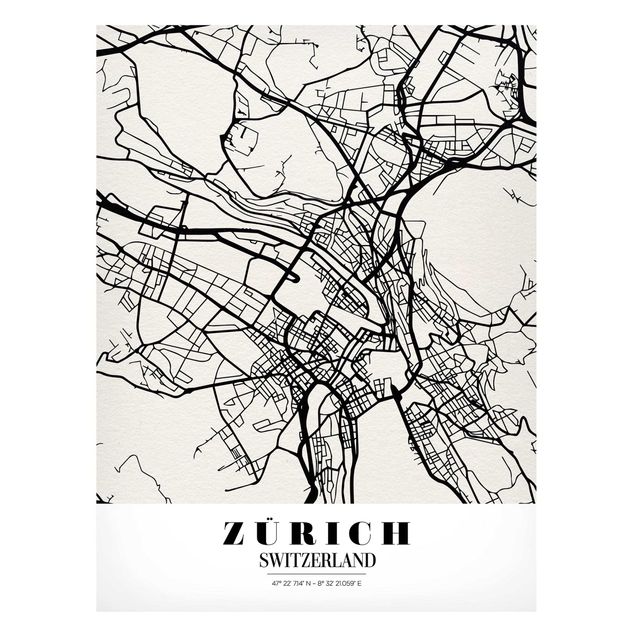 Magnetic memo board - Zurich City Map - Classic