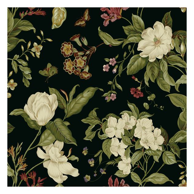 Wallpaper - Garden Flowers On Black I