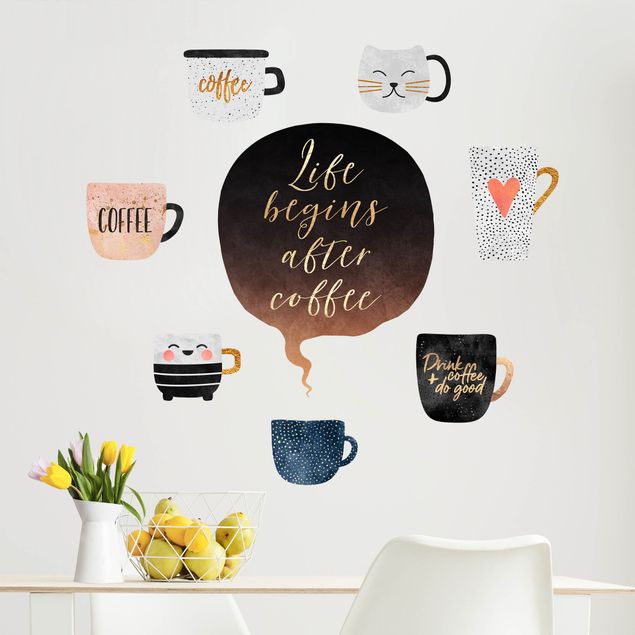 Wall sticker - Cups with gold