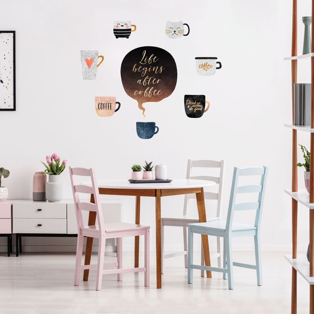 Wall sticker - Cups with gold