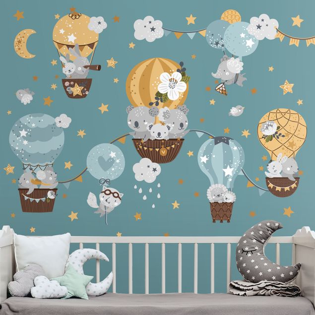Animal wall decals Animals in Balloons Clouds Star Set