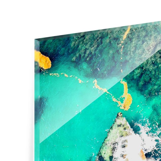 Glass print - Top View Ship Wreck In The Ocean