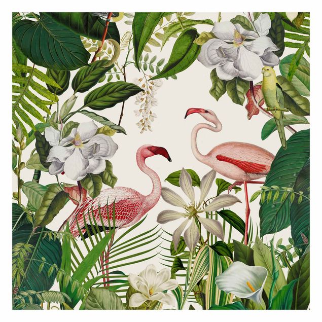 Wallpaper - Tropical Flamingos With Plants