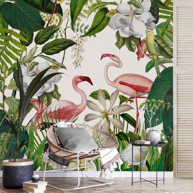 Wallpapers Tropical Flamingos With Plants