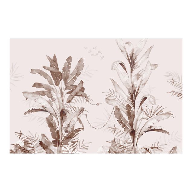Wallpaper - Tropical Palm Trees And Leaves Sepia