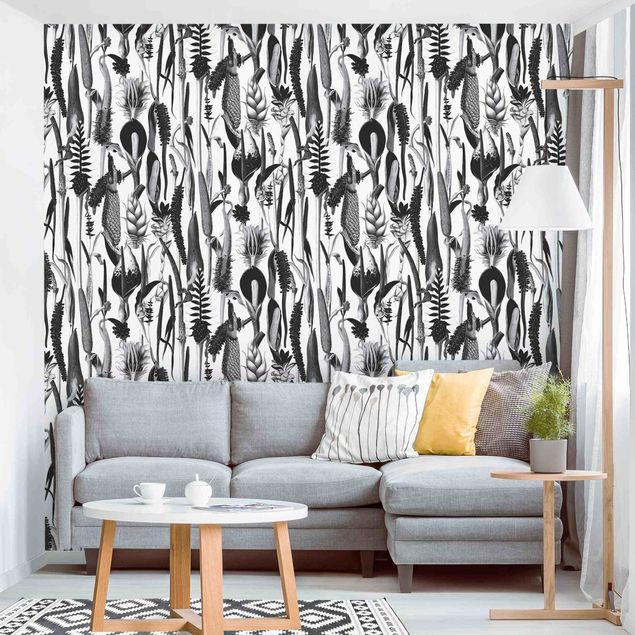 Wallpapers Tropical Luxury Pattern Black And White