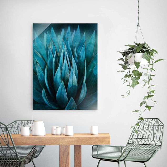 Glass print - Turquoise Succulents