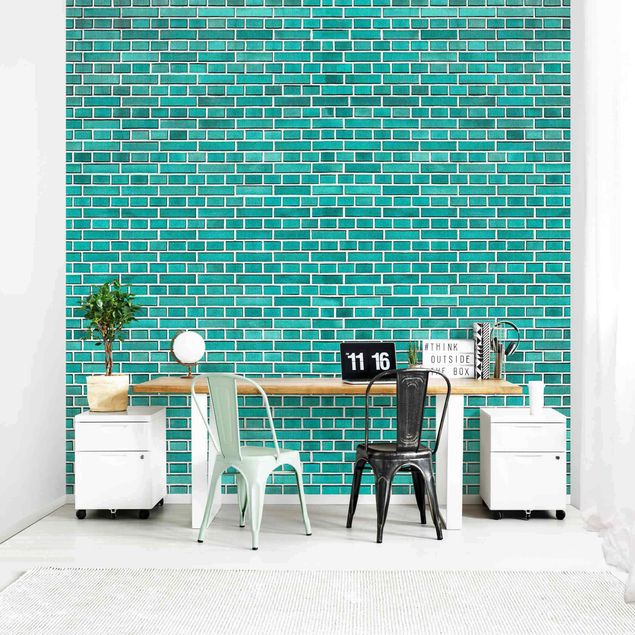 Wallpapers Turquoise Brick Wall