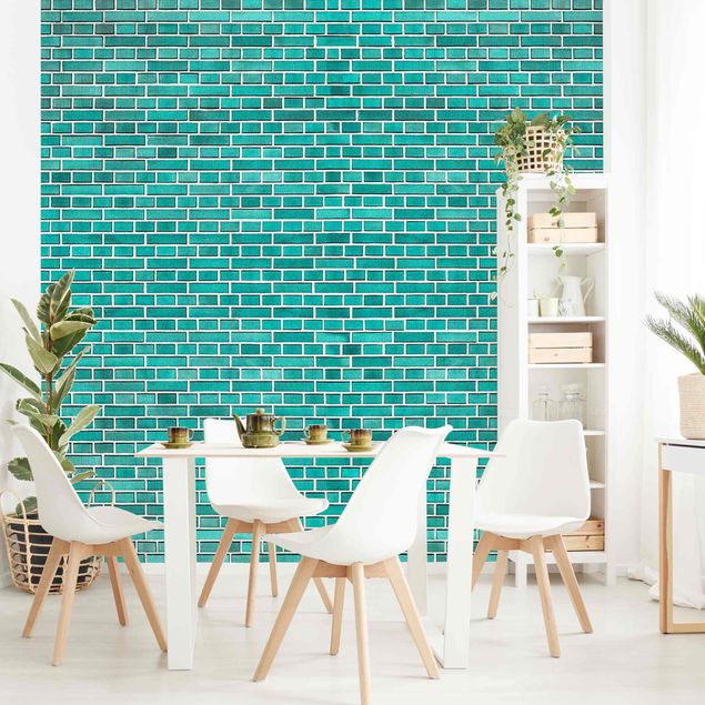 Wallpaper - Turquoise Brick Wall