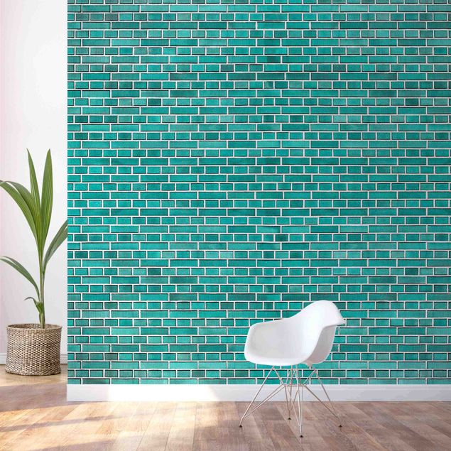 Wallpaper - Turquoise Brick Wall