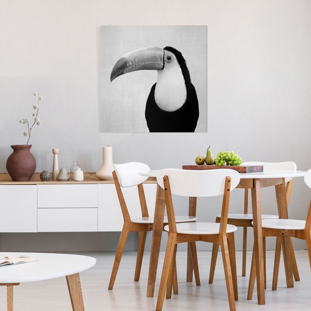 Canvas print - Toucan Torben Black And White - Square 1:1