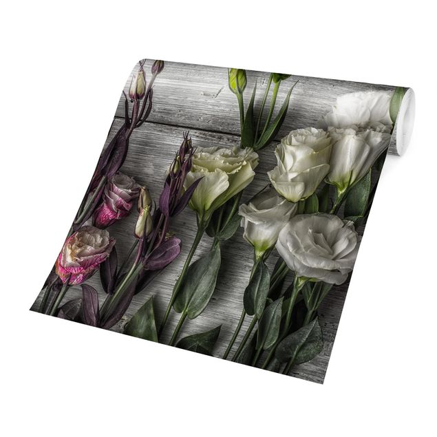 Wallpaper - Tulip Rose Shabby Wood Look