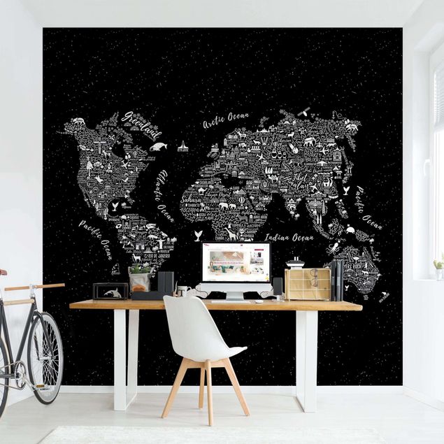 Wallpapers Typography World Map Black