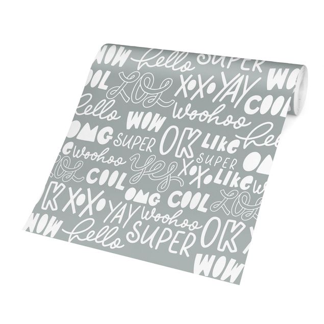 Wallpaper - Typography Hello Super Wow On Grey