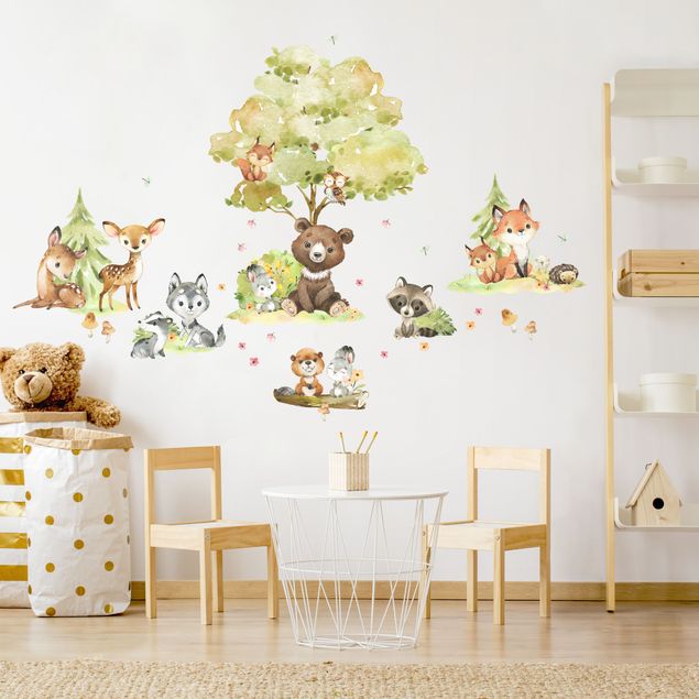 Owl wall decal Forest Animal Friends Watercolour