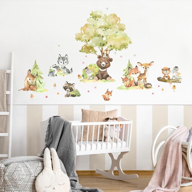 Bear wall decals Forest Animal Friends Watercolour