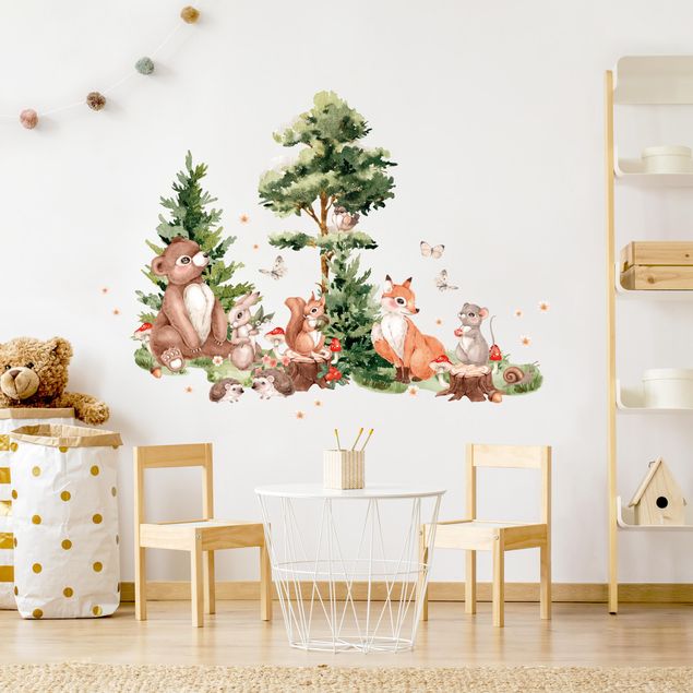 Bear wall stickers Gathering Of Forest Animals