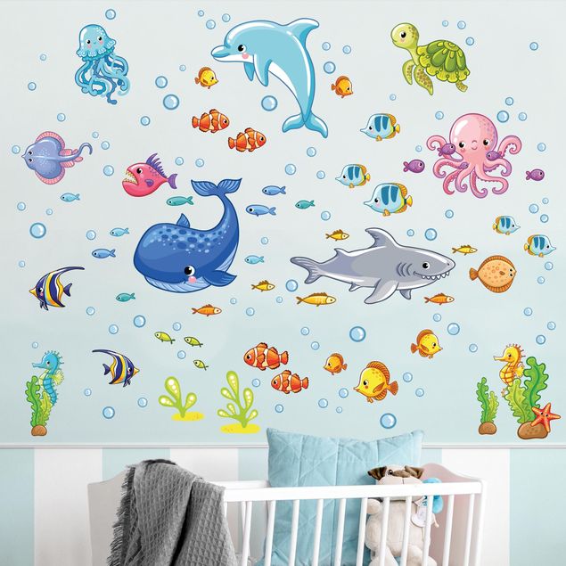 Animal print wall stickers Underwater world - fish set