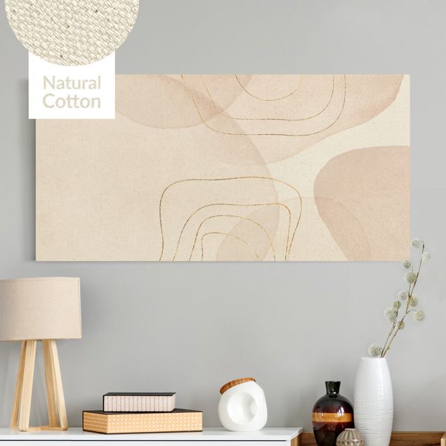 Natural canvas print - Playful Impression With Golden Lines - Landscape format 2:1