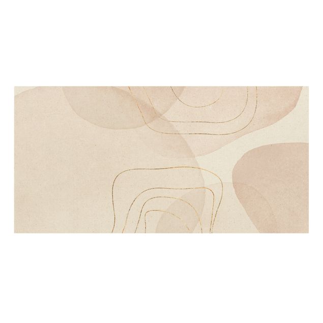 Natural canvas print - Playful Impression With Golden Lines - Landscape format 2:1